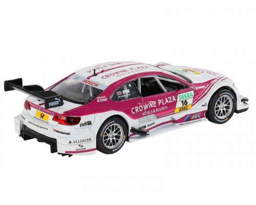 Машина АВТОПАНОРАМА BMW M3 DTM, белый-розовый, 1/32, свет, звук, инерция, в/к 17,5*13,5*9 см