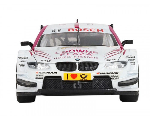 Машина АВТОПАНОРАМА BMW M3 DTM, белый-розовый, 1/32, свет, звук, инерция, в/к 17,5*13,5*9 см