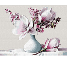 Картина по номерам 40х50 Букет с манголией (24 цвета)