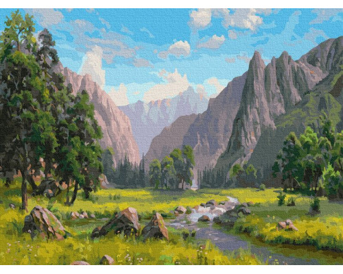 Картина по номерам 40х50 ПРИЩЕПА. ГОРНАЯ ИДИЛЛИЯ (36 цветов)