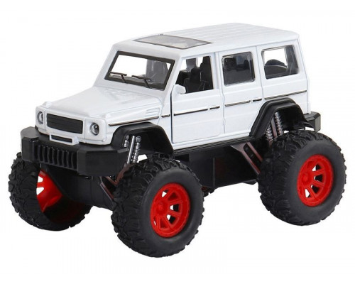 Машина АВТОПАНОРАМА Внедорожник, белый, 1/32, свет, звук, инерция, в/к 19*10*12,5 см
