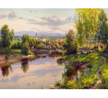 Картина мозаикой с нанесенной рамкой 40х50 ПРИЩЕПА. ВЕЧЕР (27 цветов)