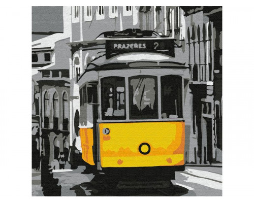 Картина по номерам 30Х30 СТАРИННЫЙ ТРАМВАЙ (9 цветов)