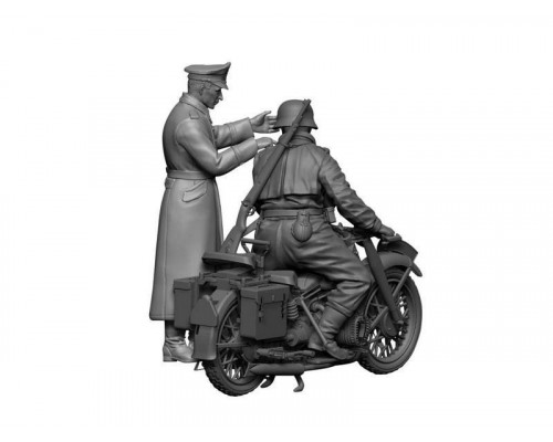 Сборная модель ZVEZDA Немецкий тяжелый мотоцикл Р-12 с водителем и офицером, 1/35