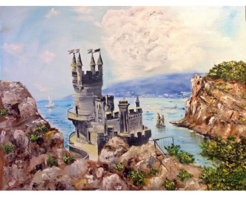 Картина по номерам 40х50 Ласточкино гнездо (28 цветов)