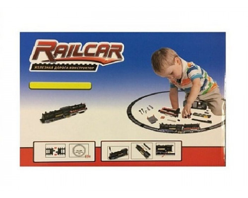 Железная дорога HQ 120 деталей, с локомотивом на батарейках, черный вагон