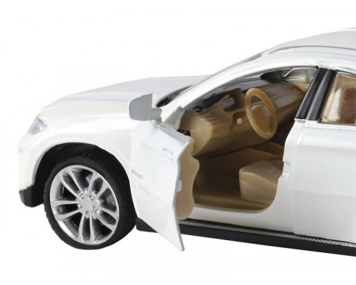 Машина АВТОПАНОРАМА BMW X6, белый, 1/32 , свет, звук, инерция, в/к 17,5*13,5*9 см