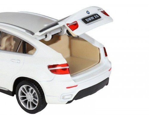 Машина АВТОПАНОРАМА BMW X6, белый, 1/32 , свет, звук, инерция, в/к 17,5*13,5*9 см