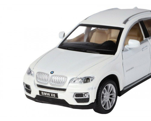 Машина АВТОПАНОРАМА BMW X6, белый, 1/32 , свет, звук, инерция, в/к 17,5*13,5*9 см