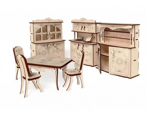 Деревянный конструктор Lemmo Набор мебели «кухня», 128 деталей