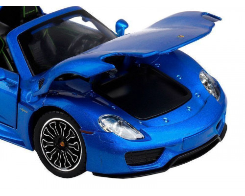 Машина АВТОПАНОРАМА Porsche 918 Spyder, 1/24, синий,  свет, звук, в/к 24,5х12,5х10,5 см