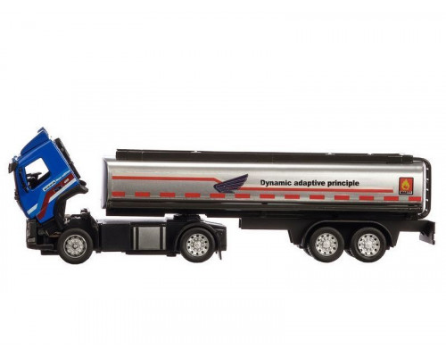 Машина АВТОПАНОРАМА Volvo бензовоз, голубой, 1/50, свет, звук, в/к 28*14*10 см