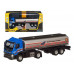 Машина АВТОПАНОРАМА Volvo бензовоз, голубой, 1/50, свет, звук, в/к 28*14*10 см