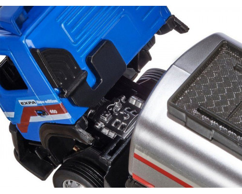 Машина АВТОПАНОРАМА Volvo бензовоз, голубой, 1/50, свет, звук, в/к 28*14*10 см