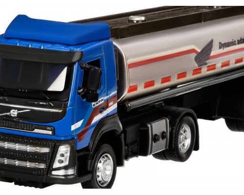 Машина АВТОПАНОРАМА Volvo бензовоз, голубой, 1/50, свет, звук, в/к 28*14*10 см