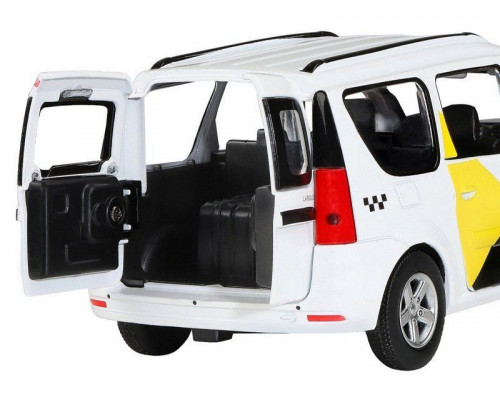 Машина АВТОПАНОРАМА Яндекс.Такси LADA LARGUS, белый, 1/24, свет, звук, в/к 24,5*12,5*10,5 см