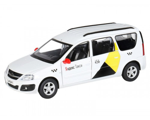 Машина АВТОПАНОРАМА Яндекс.Такси LADA LARGUS, белый, 1/24, свет, звук, в/к 24,5*12,5*10,5 см