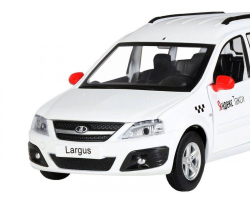 Машина АВТОПАНОРАМА Яндекс.Такси LADA LARGUS, белый, 1/24, свет, звук, в/к 24,5*12,5*10,5 см