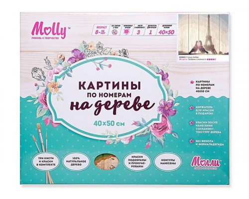 Картина по номерам на дереве 40х50 ГОРОД ЛЮБВИ (24 цвета)