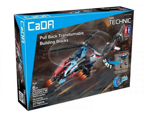 Конструктор CaDA Technic вертолет-трансформер, инерционный (275 деталей)