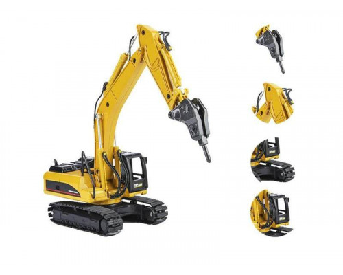 Металлический экскаватор с отбойным молотом HUI NA TOYS 1/40