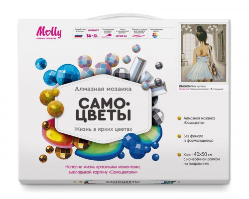 Алмазная мозаика с нанесенной рамкой 40х50 ПУТЬ К УСПЕХУ (20 цветов)