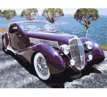 Картина по номерам с цветной схемой на холсте 30х40 Ретро автомобиль (22 цвета)