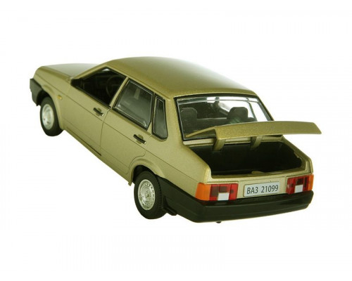 Машина АВТОПАНОРАМА ВАЗ 21099 золотистый, 1:22, инерция, Pull Bаck механизм, в/к 10*12*22 cм