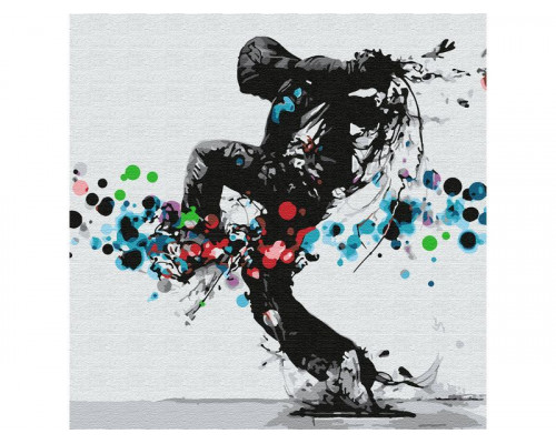Картина по номерам 30Х30 ТАНЦОР HIP-HOP (15 цветов)