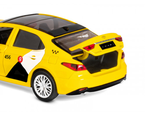 Машина АВТОПАНОРАМА Яндекс Go Toyota Camry, 1/34, желтый, инерция, свет, Алиса, в/к 17,5*13,5*9см