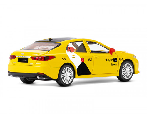 Машина АВТОПАНОРАМА Яндекс Go Toyota Camry, 1/34, желтый, инерция, свет, Алиса, в/к 17,5*13,5*9см