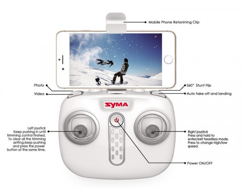 Р/У квадрокоптер Syma X22SW с FPV трансляцией Wi-Fi, 2.4G 6-AXIS  RTF