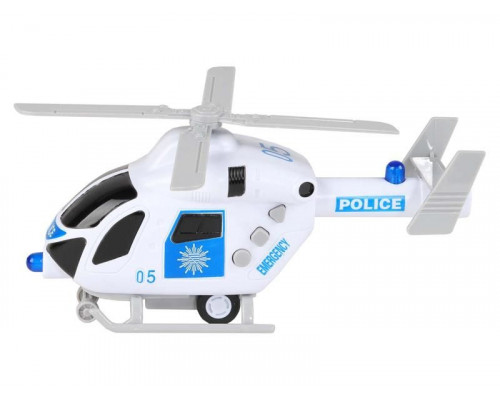 Вертолет AUTODRIVE 20см инерц. на бат. со светом и звуком, белый,  в/к 22,5*10*13,5