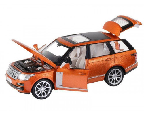 Машина АВТОПАНОРАМА 2013 Range Rover, оранжевый, 1/34, свет, звук, инерция, в/к 17,5*13,5*9 см