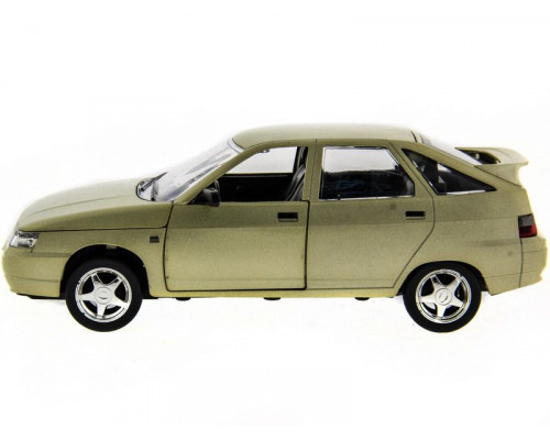 Машина АВТОПАНОРАМА ВАЗ 2112 бежевая,1/22, инерция, Pull Bаck механизм, в/к 10*12*22 cм