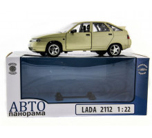 Машина "АВТОПАНОРАМА" ВАЗ 2112 бежевая,1/22, инерция, Pull Bаck механизм, в/к 10*12*22 cм
