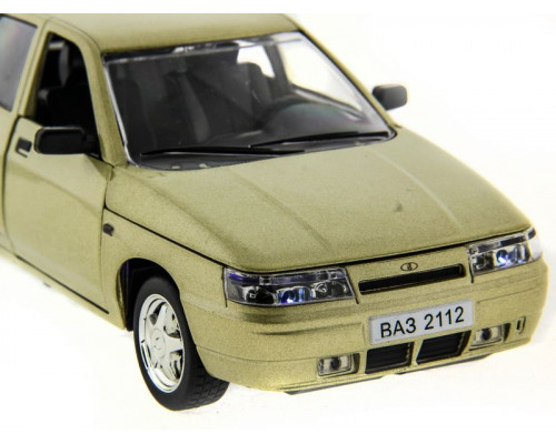 Машина АВТОПАНОРАМА ВАЗ 2112 бежевая,1/22, инерция, Pull Bаck механизм, в/к 10*12*22 cм
