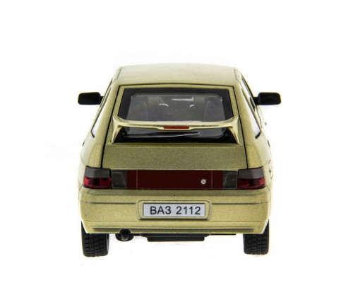 Машина АВТОПАНОРАМА ВАЗ 2112 бежевая,1/22, инерция, Pull Bаck механизм, в/к 10*12*22 cм