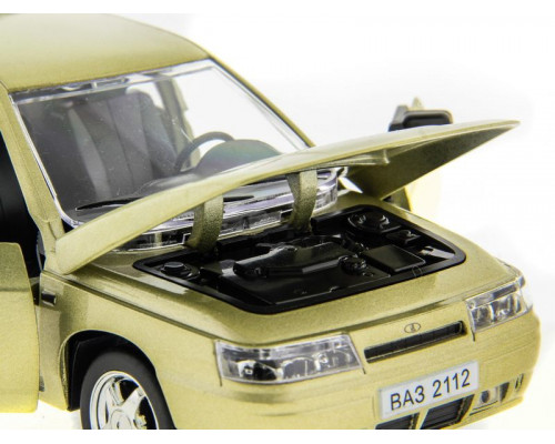 Машина АВТОПАНОРАМА ВАЗ 2112 бежевая,1/22, инерция, Pull Bаck механизм, в/к 10*12*22 cм