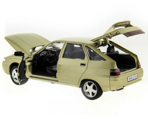 Машина АВТОПАНОРАМА ВАЗ 2112 бежевая,1/22, инерция, Pull Bаck механизм, в/к 10*12*22 cм