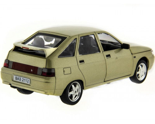 Машина АВТОПАНОРАМА ВАЗ 2112 бежевая,1/22, инерция, Pull Bаck механизм, в/к 10*12*22 cм