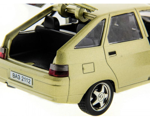 Машина АВТОПАНОРАМА ВАЗ 2112 бежевая,1/22, инерция, Pull Bаck механизм, в/к 10*12*22 cм