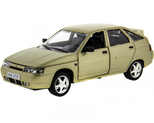 Машина АВТОПАНОРАМА ВАЗ 2112 бежевая,1/22, инерция, Pull Bаck механизм, в/к 10*12*22 cм