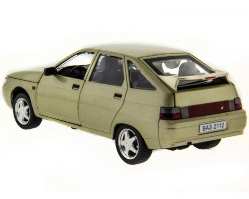 Машина АВТОПАНОРАМА ВАЗ 2112 бежевая,1/22, инерция, Pull Bаck механизм, в/к 10*12*22 cм