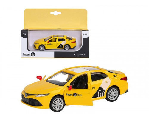 Машина АВТОПАНОРАМА Яндекс GO Toyota Camry, 1/43, желтый, инерция, откр. двери, 17,5*12,5*6,5 см