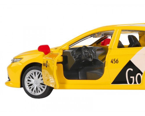 Машина АВТОПАНОРАМА Яндекс GO Toyota Camry, 1/43, желтый, инерция, откр. двери, 17,5*12,5*6,5 см