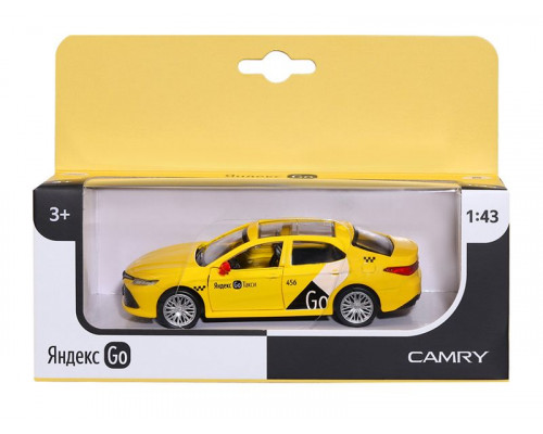 Машина АВТОПАНОРАМА Яндекс GO Toyota Camry, 1/43, желтый, инерция, откр. двери, 17,5*12,5*6,5 см