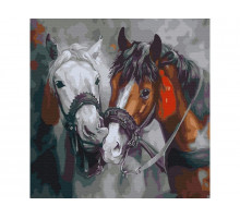Картина по номерам 30Х30 КРАСИВЫЕ ЛОШАДИ (20 цветов)