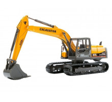 Машина "АВТОПАНОРАМА" ЭКСКАВАТОР НА ГУСЕНИЦАХ, 1/50, желтый, свет, звук, в/к 25*10*13 см