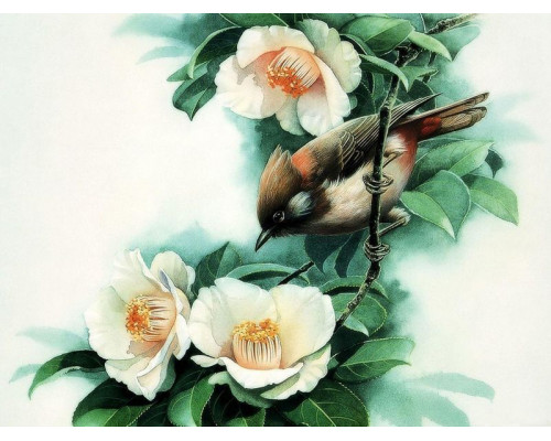 Картина мозаикой 15х20 ПТИЦА НА ВЕТКЕ (16 цветов)